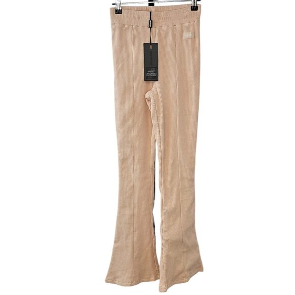 Bo+Tee Womens Ribbed Wide Leg Pull On Pants, Thick, Lined, Cream Pink,Size Small - Picture 1 of 8
